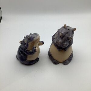 Franklin Mint 1987 Noahs Ark Theme Pair Of Hippos Salt & Pepper Shakers
